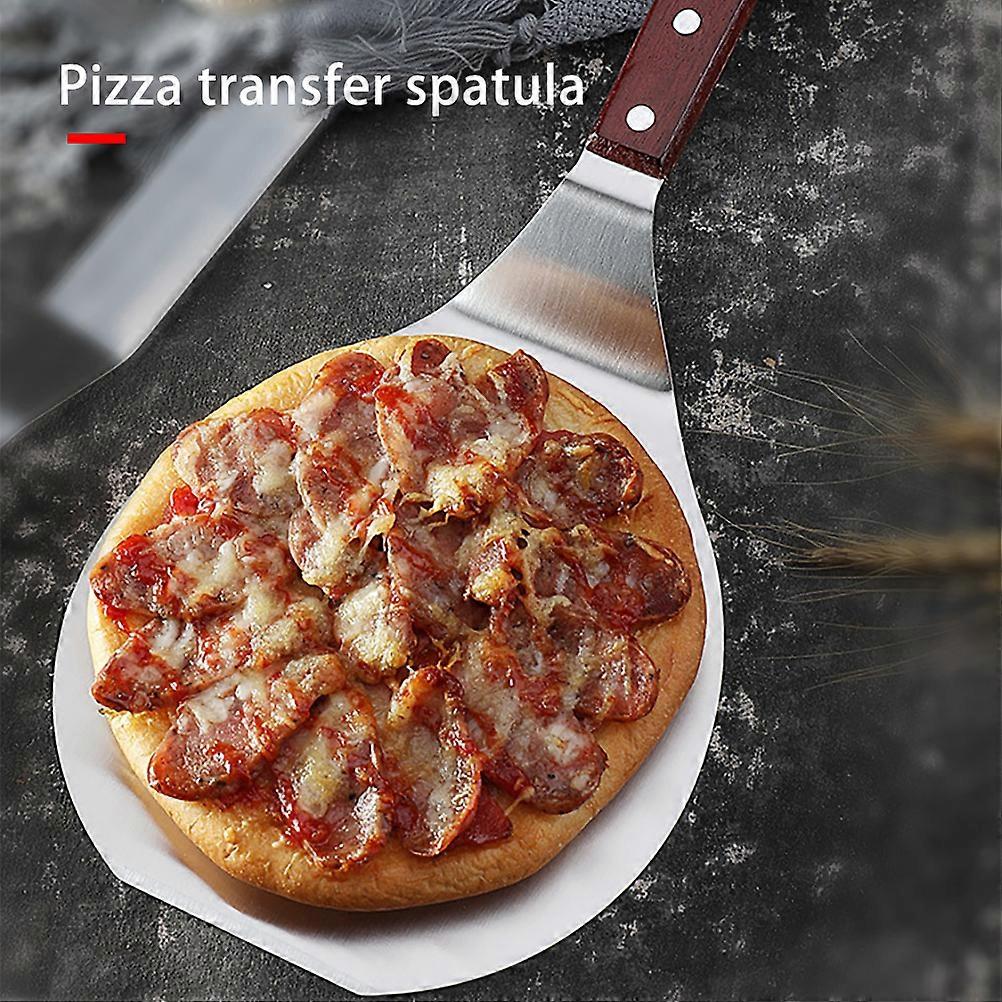 Stainless Steel Pizza Spatula with Wooden Handle Multipurpose Metal Pizza Peel Cake Spatula Shovel Paddle Transfer Tool