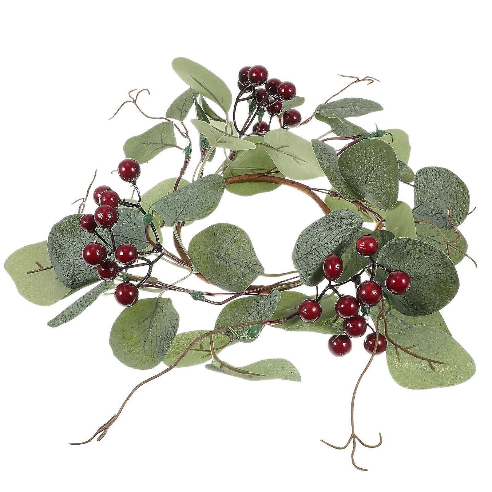 Small Greenery Wreath Xmas Table Decoration Simulation Design Round Shape PE Material Home Decoration 1Pack
