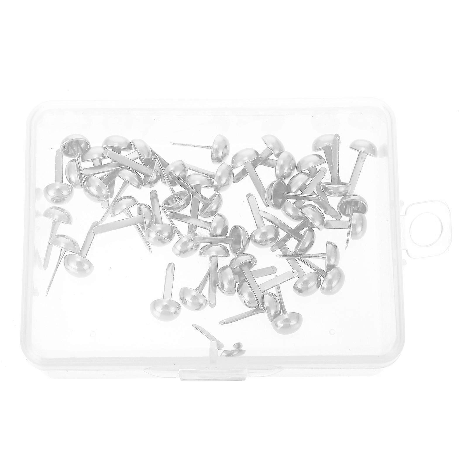 DIY Mini Nails for Kids Handmade Accessories Silver Iron Fasteners Brads Twolegged Nails 50pcs