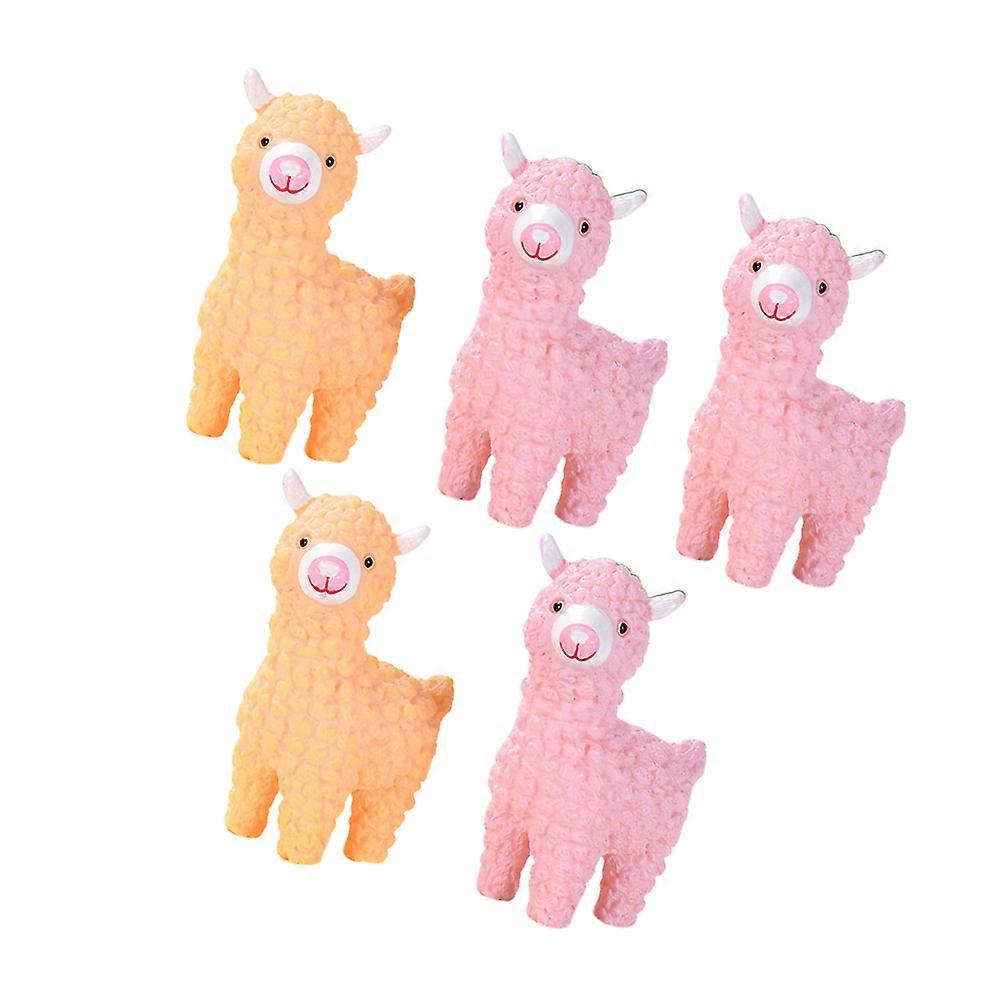 5pcs Alpaca Shaped Desktop Decor, Random Color Tabletop Craft Ornaments for Home Living Room and Office, Unique Micro Landscape Adornment
