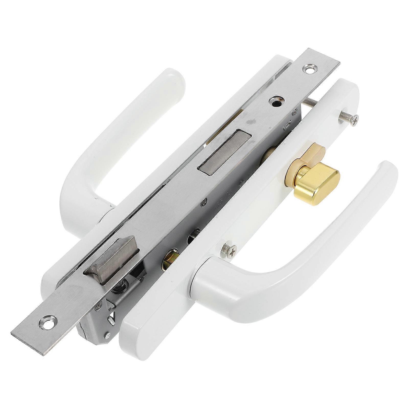 Door Handle Lock Aluminum Alloy Minimalist Design White 1Set
