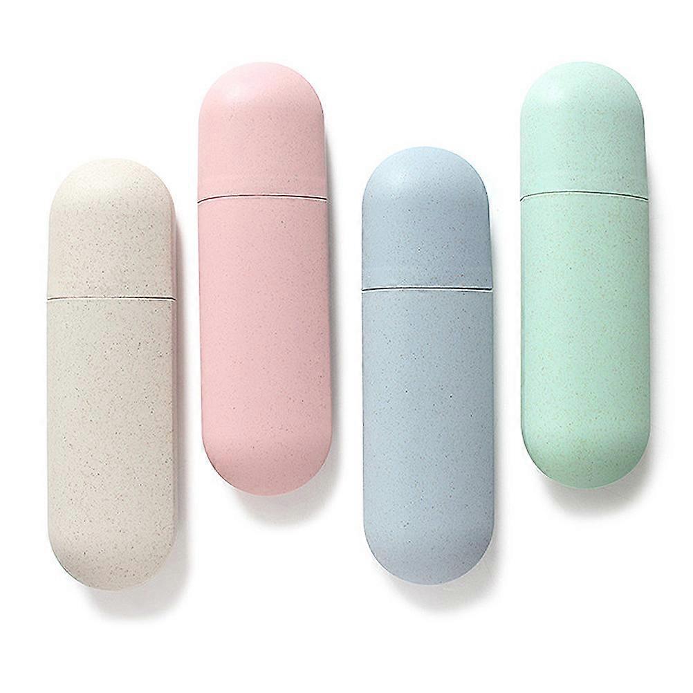 Portable Travel Toothbrush Case with Protective Cover for Storage Use Made of Durable PP Material Beige Small Size
