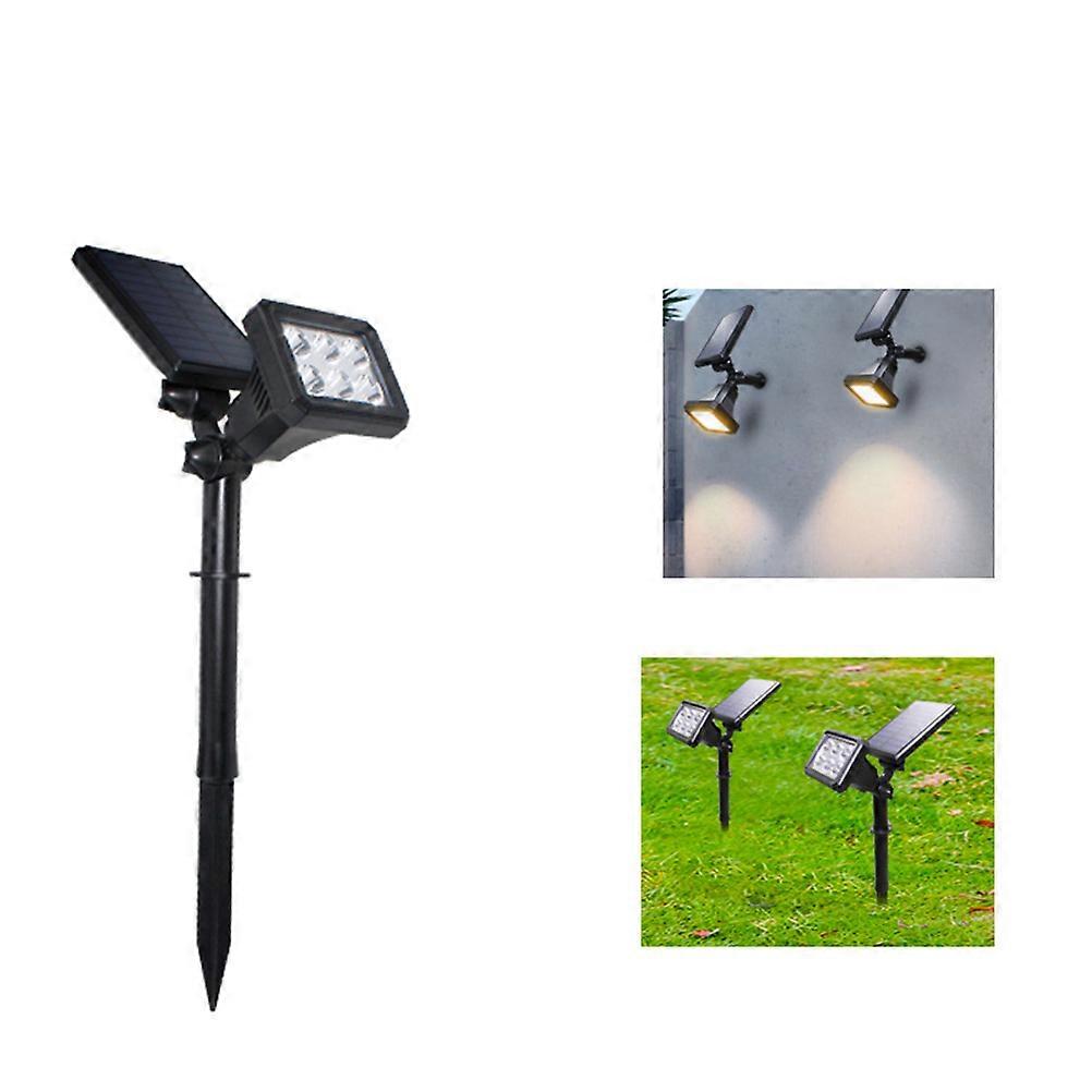 Solar Powered Spot Lamp for Garden Decoration Black ABS Material 6 LEDs Dual Installation Mode RGB Color