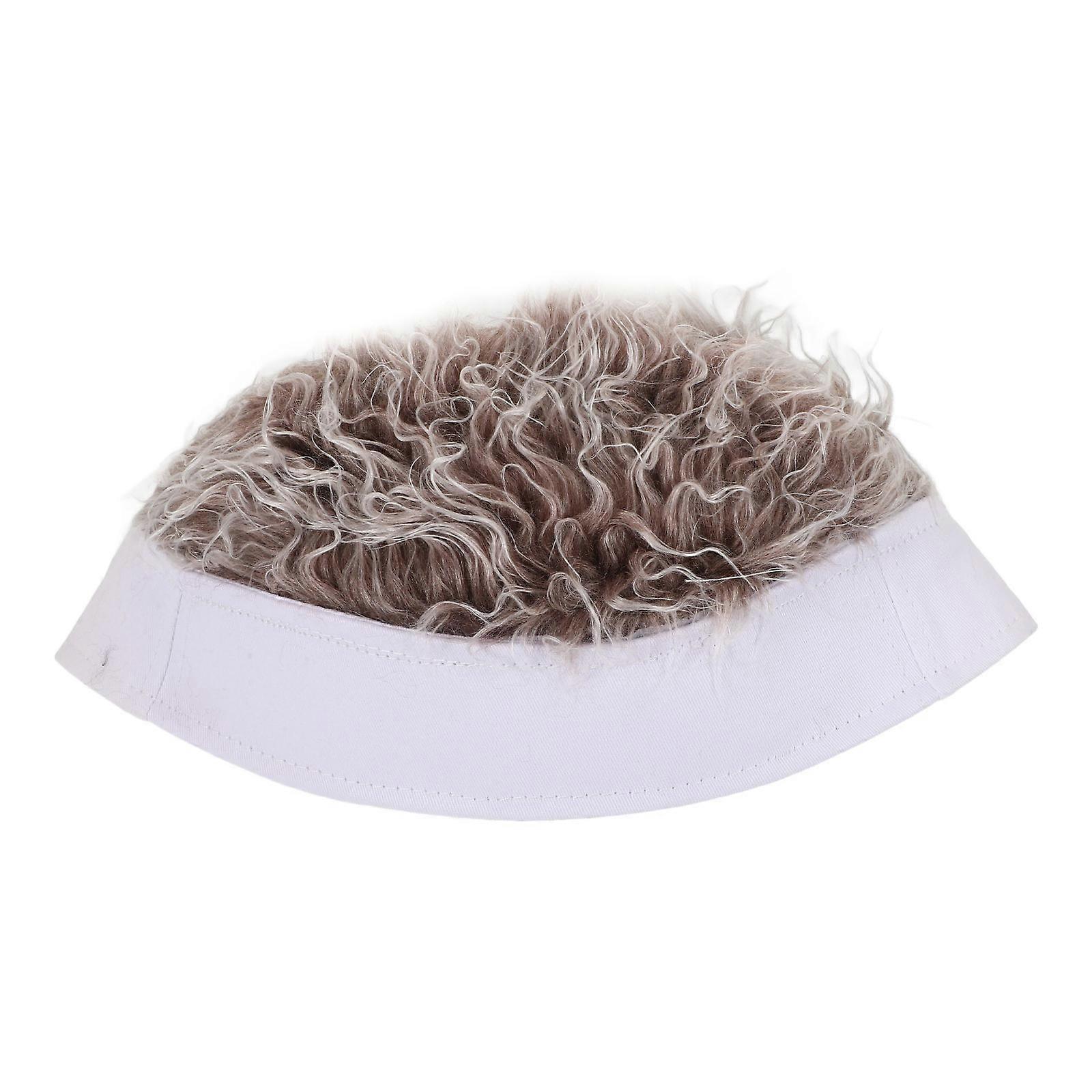 Men's Adjustable Funny Wig Hat with Short Hair Cap for Parties, Unique Headpiece in White or Brown for Christmas, Birthdays, and Special Occasions
