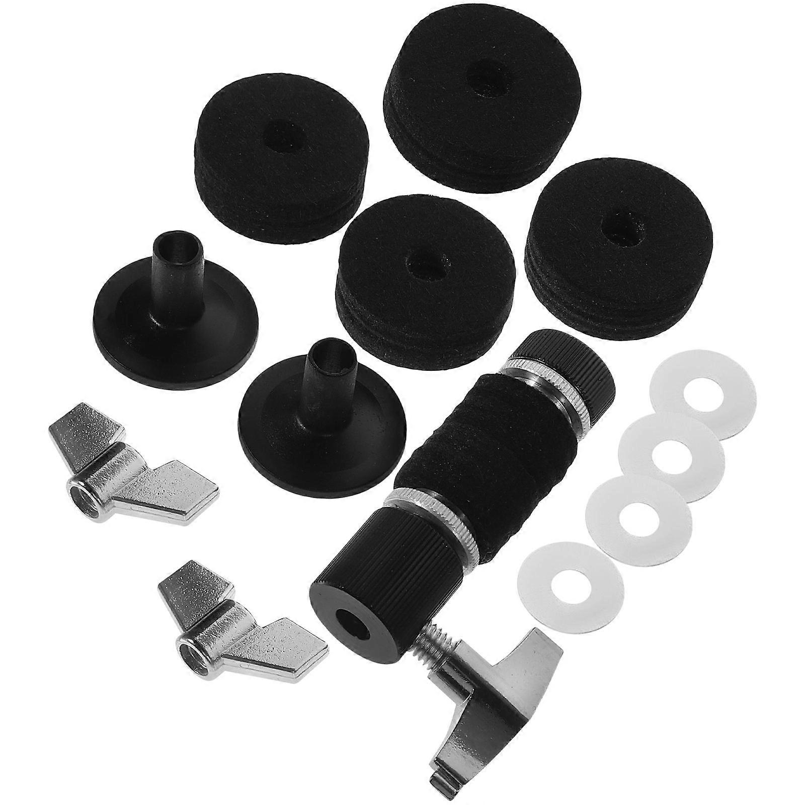 Durable Felt Drum Accessories Set for Drummers Including Cymbal Pad and Hi Hat Clutch Black 1 Set