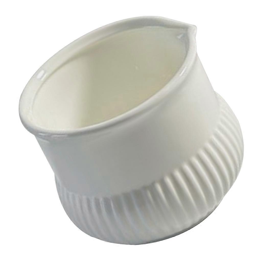 Milk Pitcher Ceramic Creamer Container Holder Ribbed Texture Stoneware Bowl For Sauces Salad Coffee Milk Syrup 1Pack