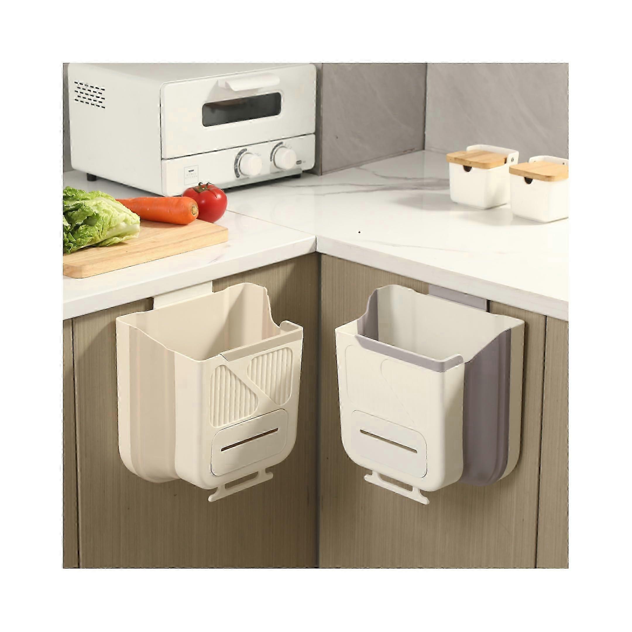 Faltbarer Mülleimer, zusammenklappbarer Mülleimer für Küche, Hängender Mülleimer für Küche, Wohnmobil-Mülleimer, Camper-Mülleimer (Offwhite)