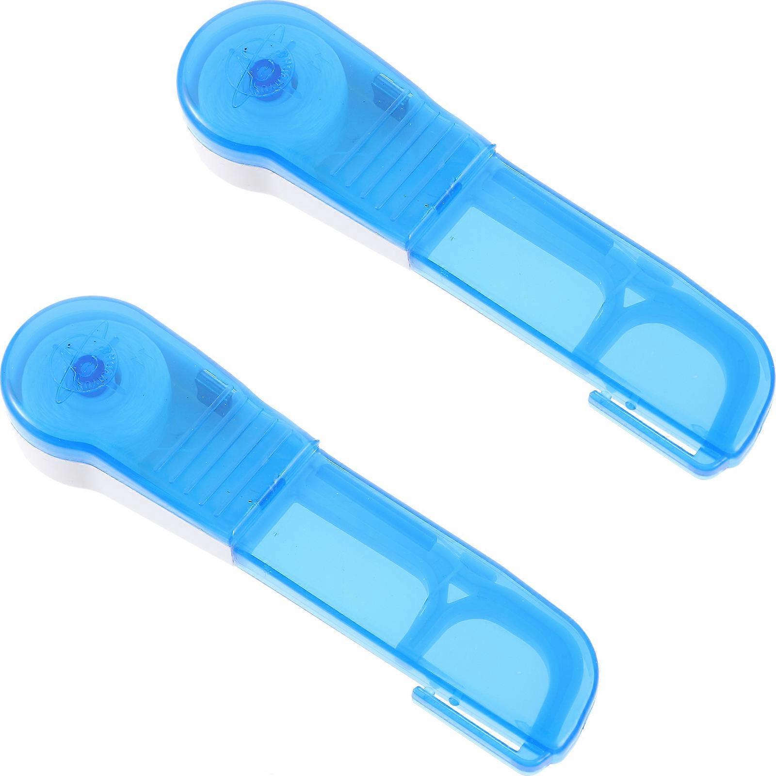 Dental Hygiene Tool 2Pcs Replaceable Dental Floss Holder Ergonomic Handle Blue Easy Access To Back Teeth