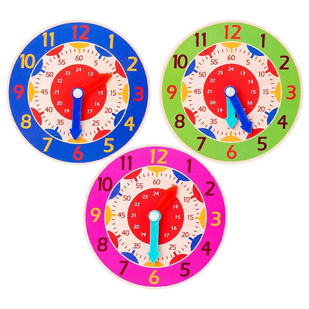 Cognitive Clock Teaching Clocks For Kids Imagination Teaching Rose .50X5.50X0.16inch 3Pcs
