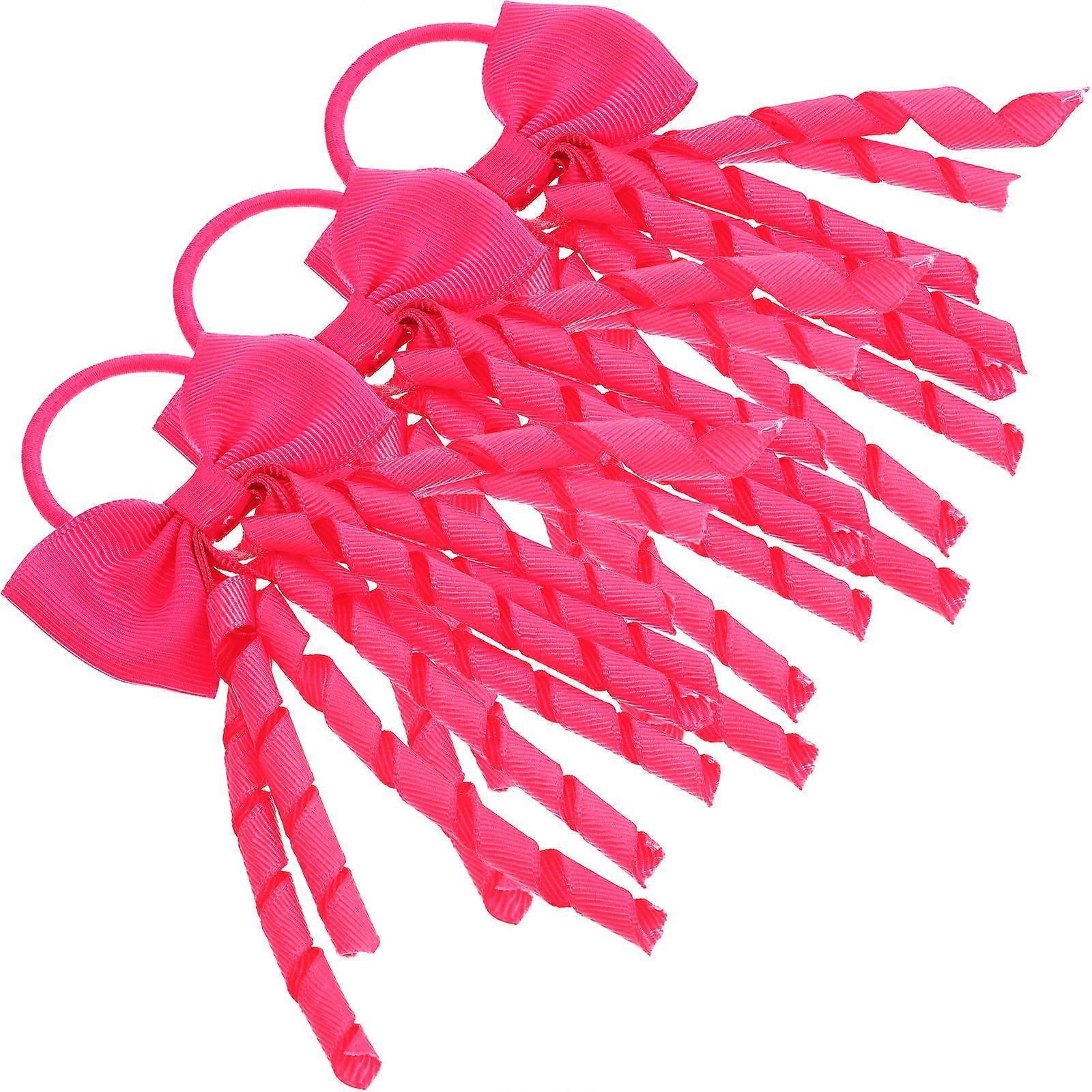 Rosy Bow Scrunchies for Cheerleading Made with Grosgrain Ribbon Perfect for Team Sparkle 3pcs