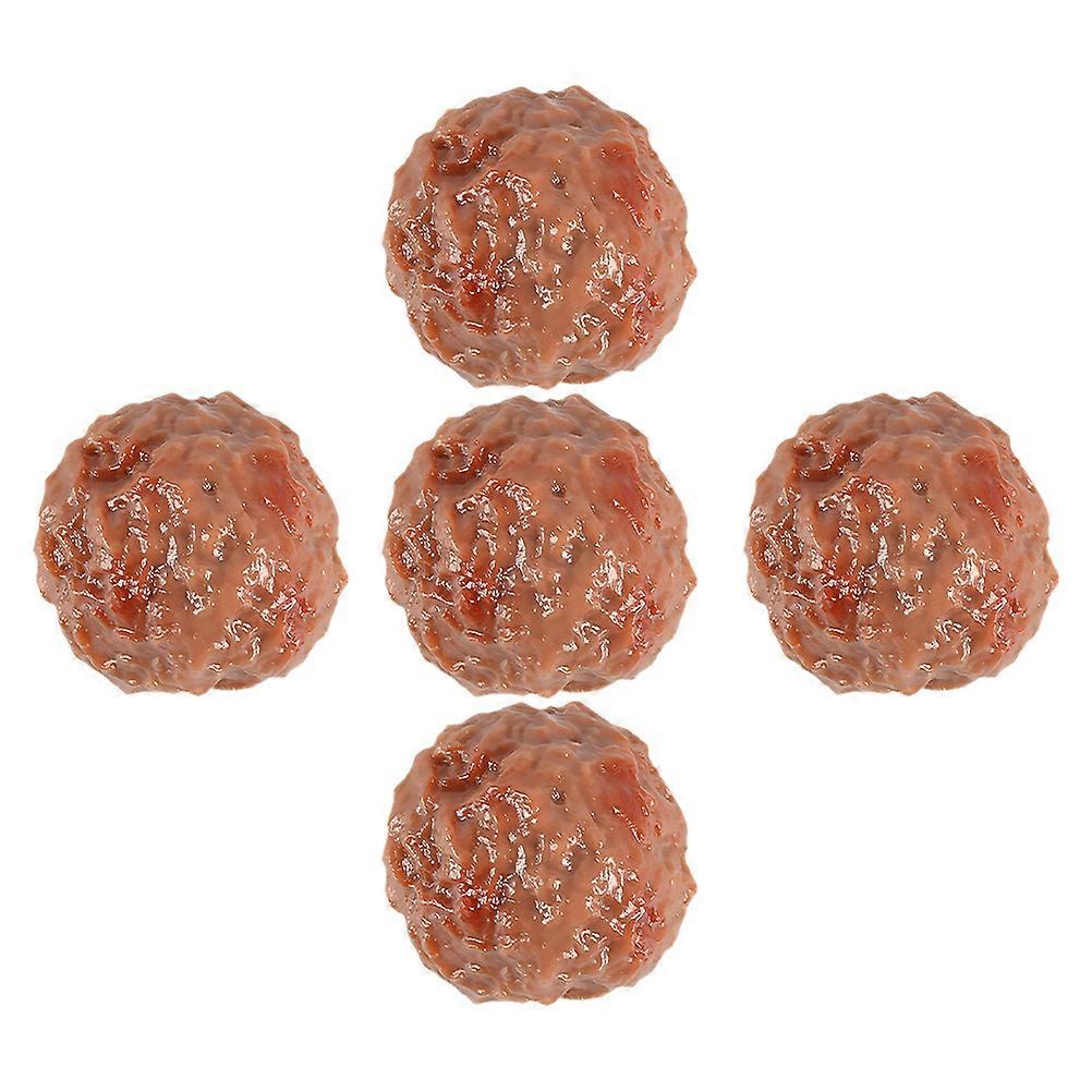 5 Pieces Brown PVC Artificial Beef Meatball Models for Decoration Lightweight and Reusable 5 pcs