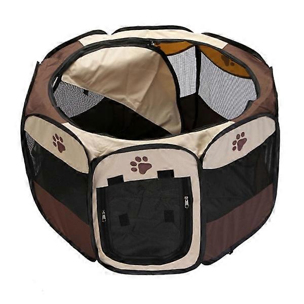 Foldable Dog Tent 8-Panel Mesh, 72 × 72 × 43 cm, Brown