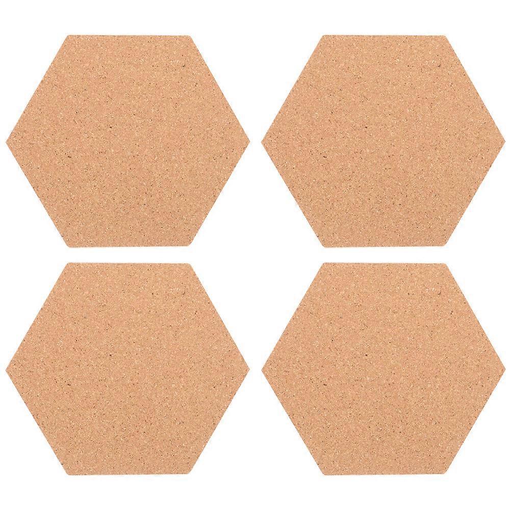 Hexagonal Cork Wall Tiles 4Pcs Brown Ideal For Classroom Tools And Commercial Use 11.79X7.86X0.24in DIY Installation
