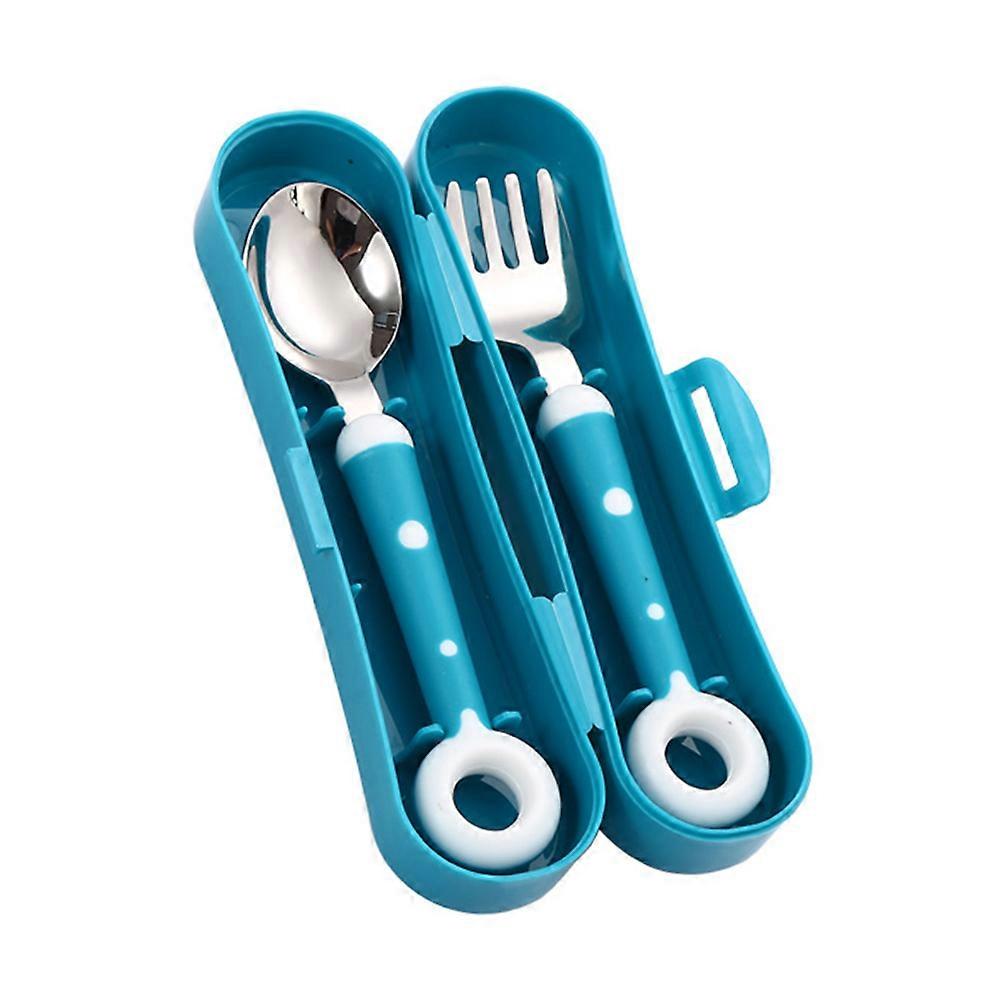 Spoon And Fork For Baby Lightweight Toddler Eating Utensils 15.3X3.3X2CM Green Non-slip Handle 1 Set