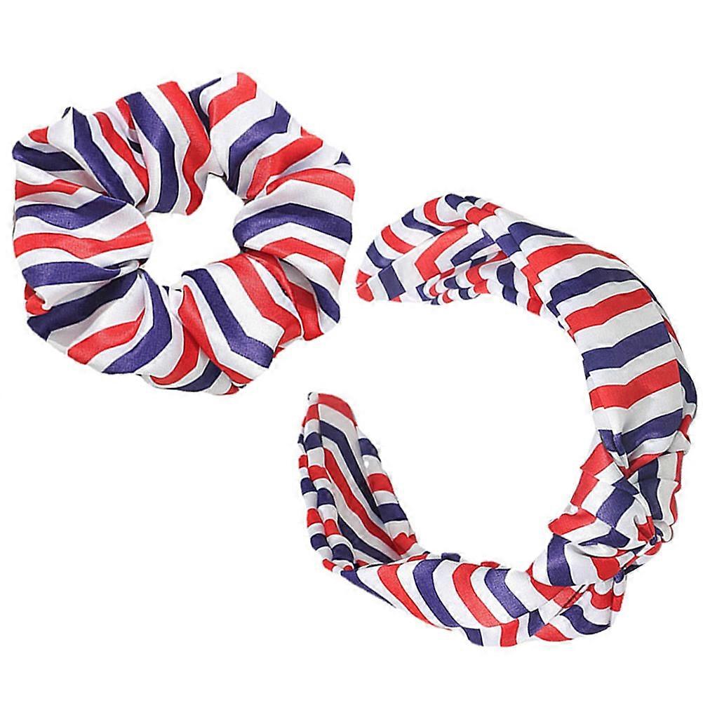 Knot Headband Women Hair Band American Flag Style for Independence Day Party Assorted Color 1 Set