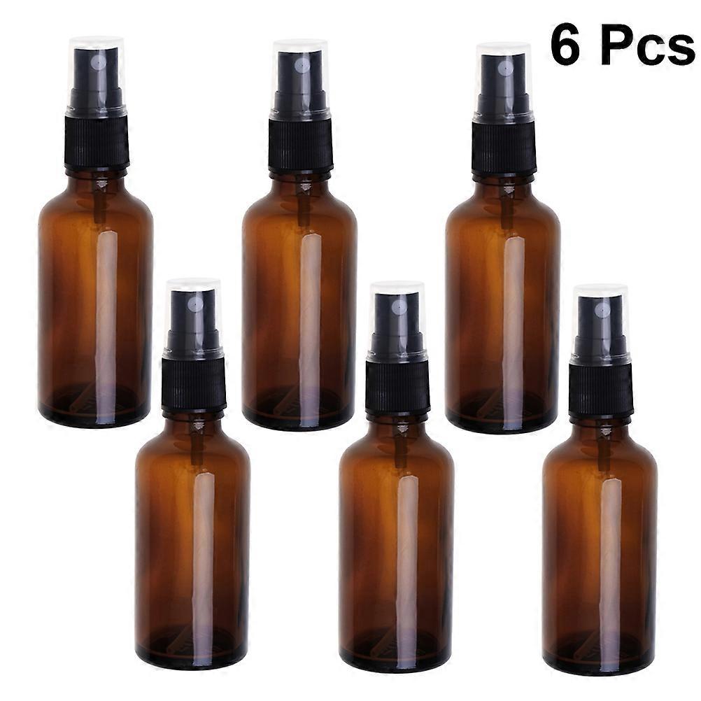 6pcs Portable Glass Spray Bottles for Makeup Use Essential Oil Container 30ml Brown