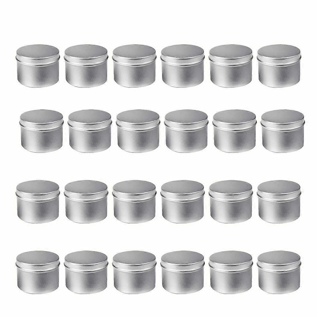 24 Pack Round Black Aluminum Tin Containers with Lids for Candle Making, Balm, Cream Storage