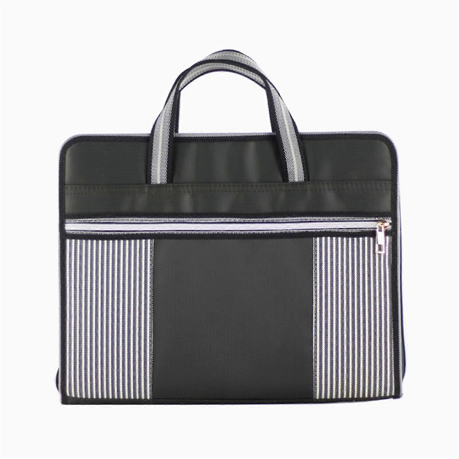 Portable Accordion Document File Storage Bag Large Capacity (Gray, One Size)