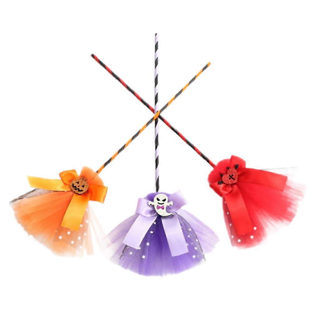 Witch Broom Cosplay Accessory 40CM Halloween Style Decorative Prop for Kids 12Pack