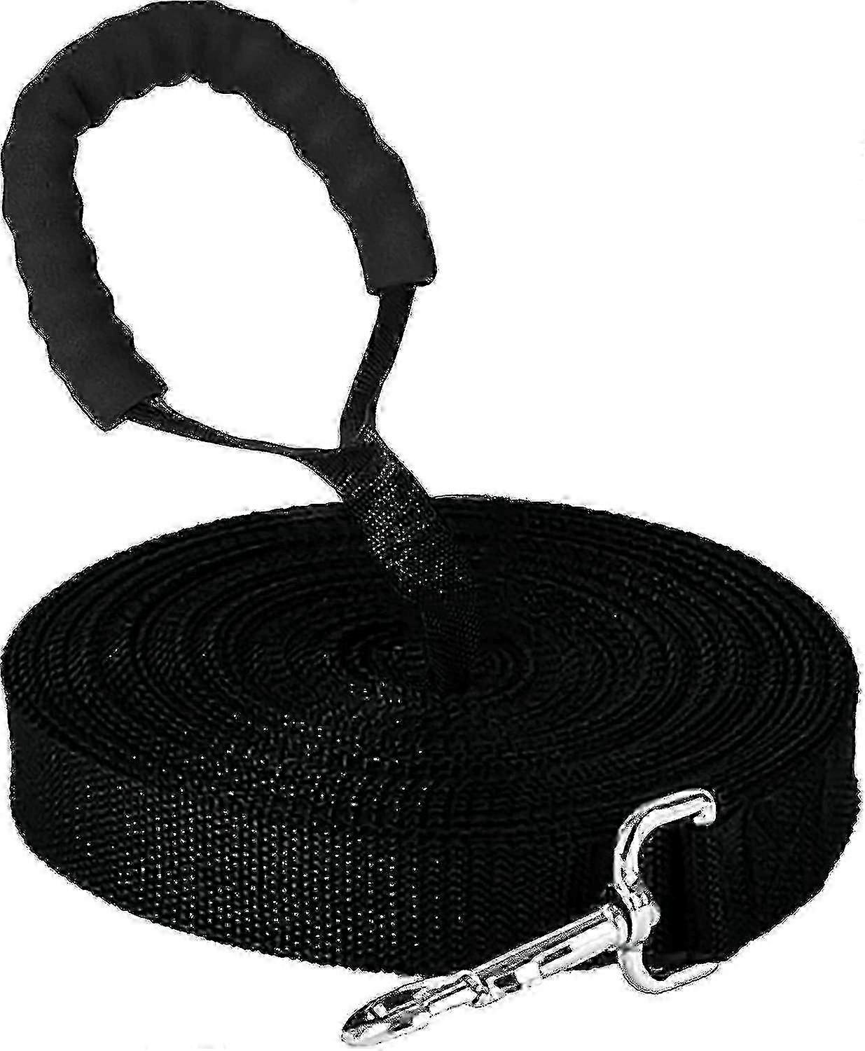 30m Reflective Dog Leash with Cushioned Handle for Night Walks (Black)