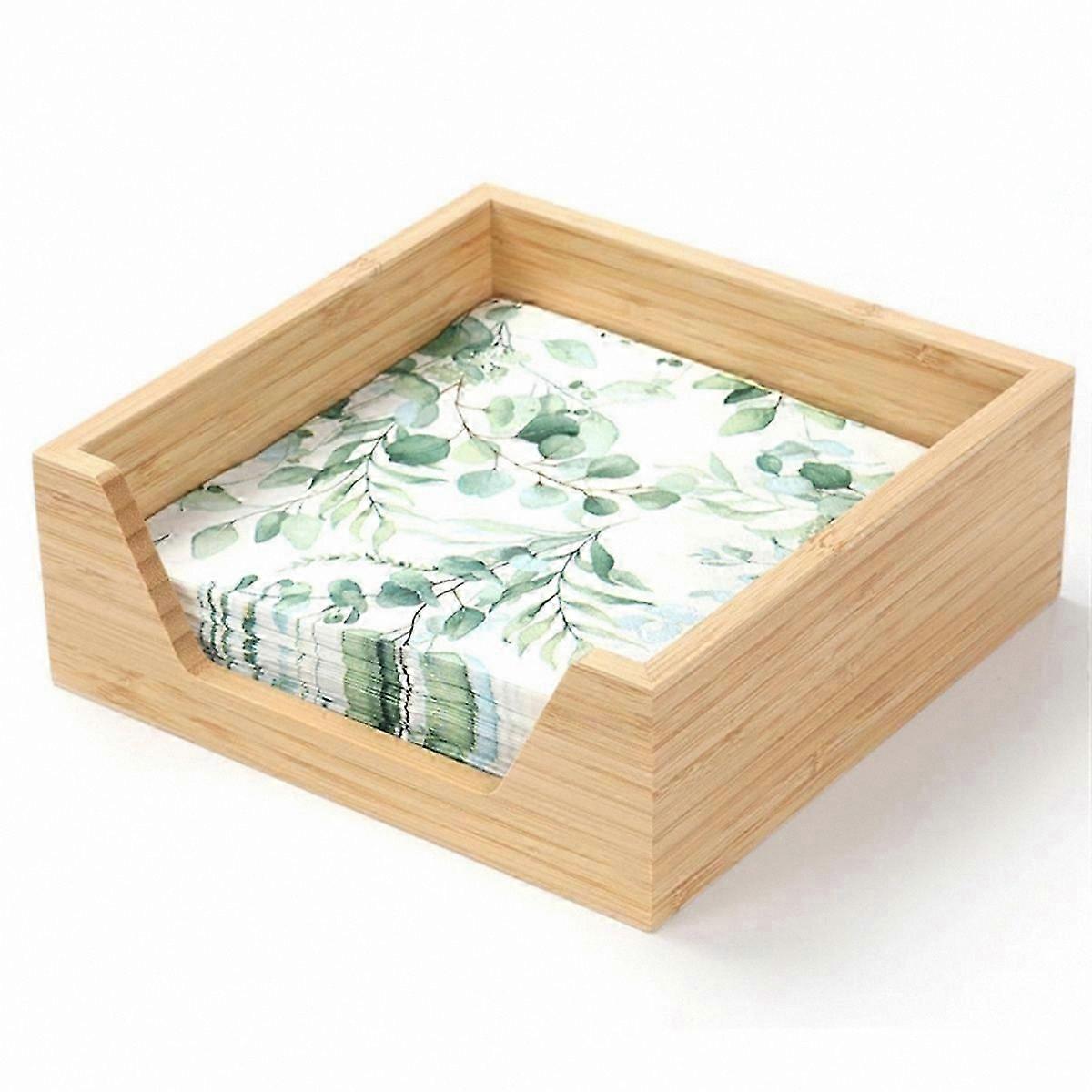 Square Napkin Holder for 7x7 Inch Table Napkins, Farmhouse Style with Wide Side Opening for Easy Access