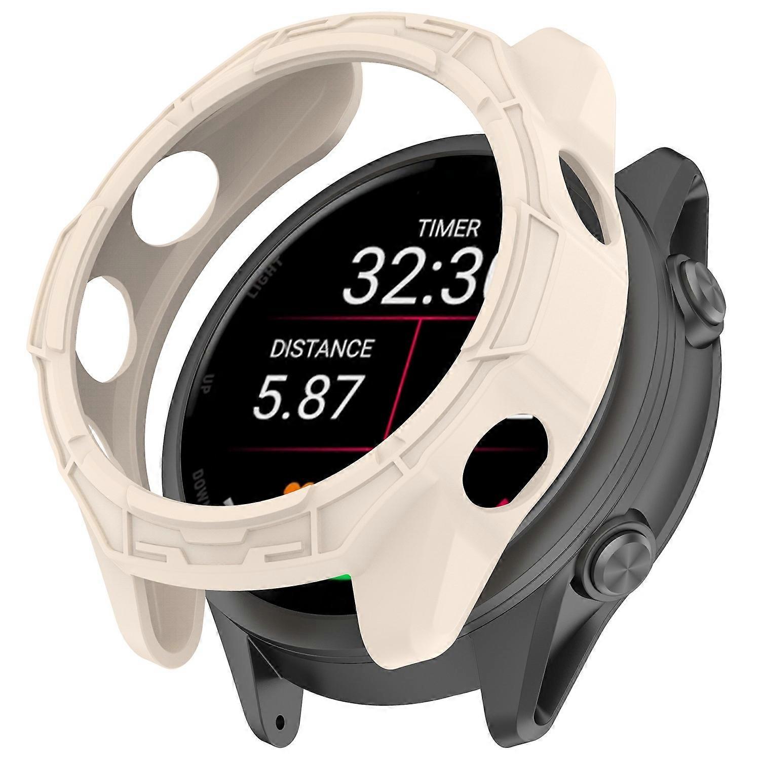 For Garmin Forerunner 570 42mm TPU Protective Case Hollow Design Shockproof Watch Cover - Starlight