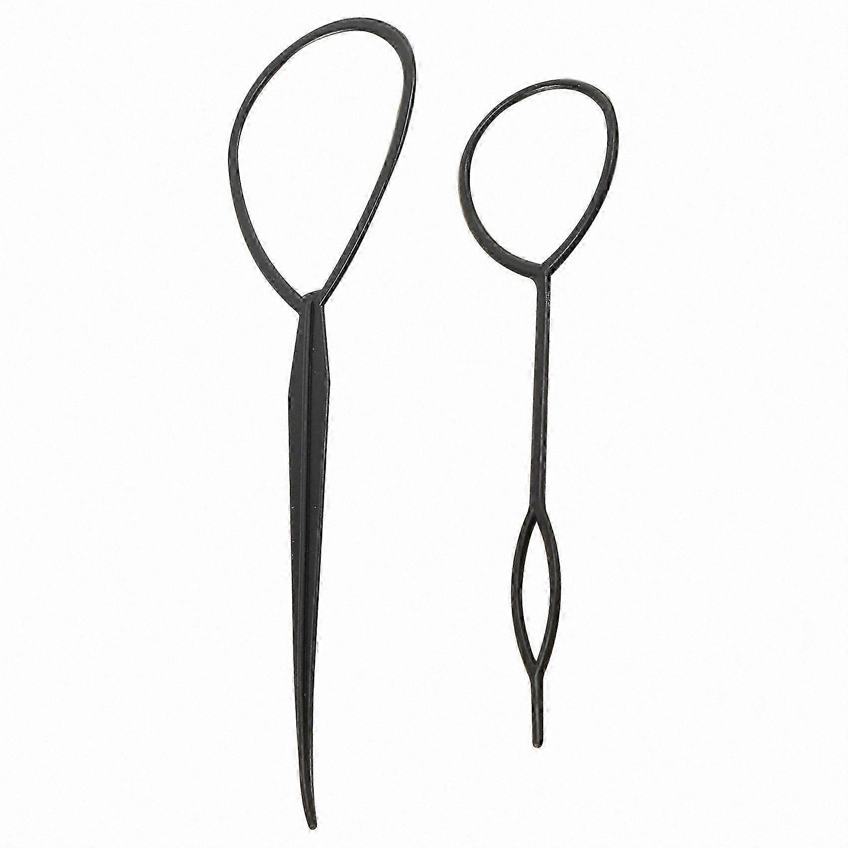 2 τεμάχια Topsy Tail Hair Styling Hair Twister Snare Loop Μαύρο