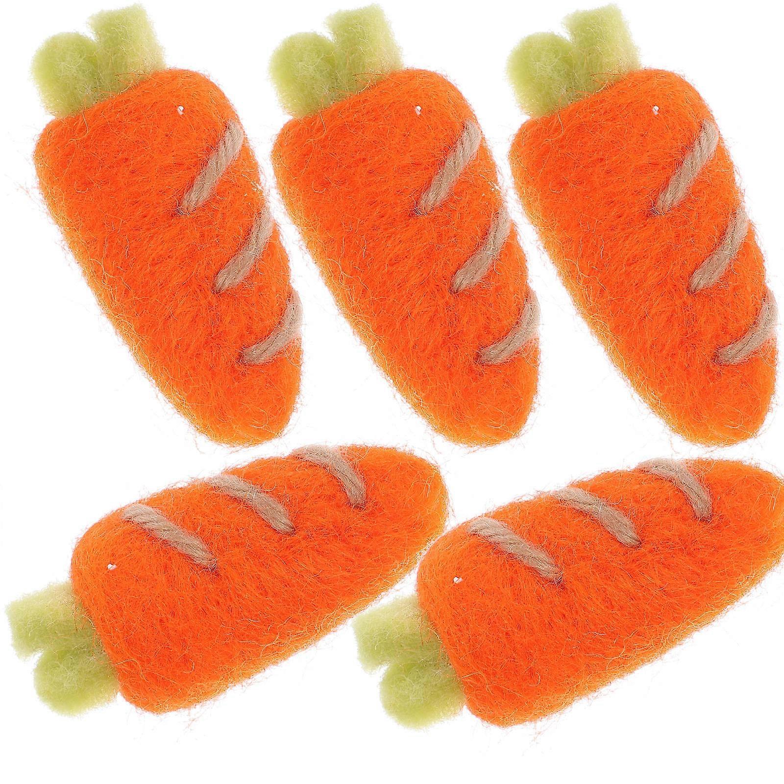 5pcs DIY Wool Felt Carrot Ornaments for Hairpin Brooch Making – Bright Cartoon Design, Safe & Smooth Material, Easy to Use Craft Accessories