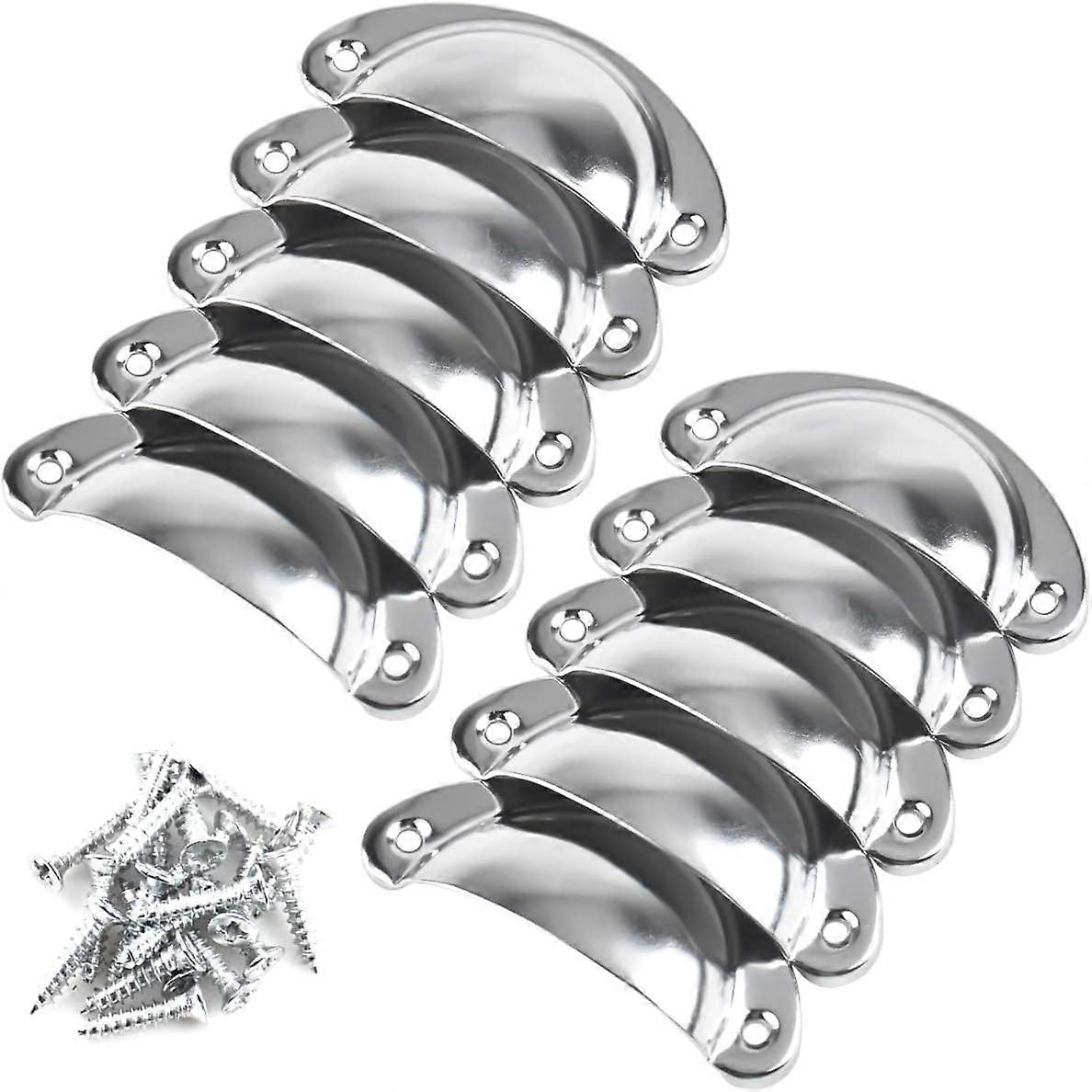 10pcs Silver Retro Drawer - Antique Shell Handle Kitchen Door Knob Shell Handle Retro Furniture Door Knob - Decorative Drawer (81*35mm)