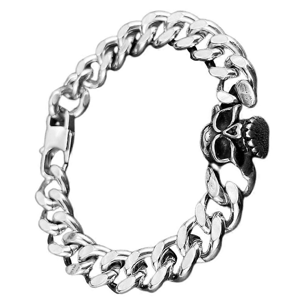 Here's a refined and engaging product description for your **Punk Style Skull Bracelet**:
**Punk Style Skull Bracelet for Men – Gothic Chain