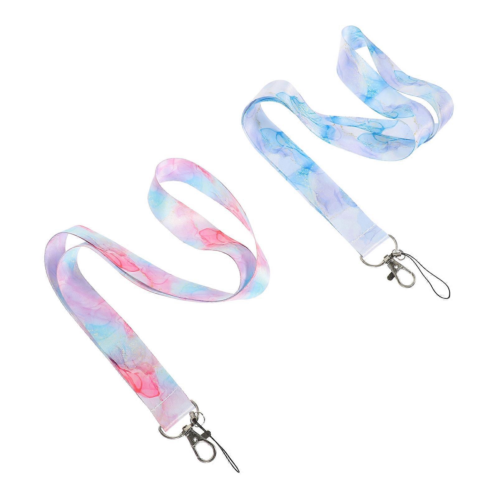 Id Lanyard Badge Lanyard for Office Use Mobile Phone Assorted Color Polyester 2Pcs