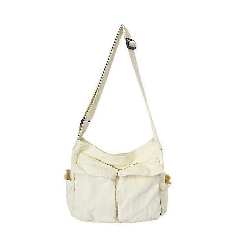 Large Capacity Canvas Shoulder Bag with Multiple Pockets, Casual Tote Bag for Men Women