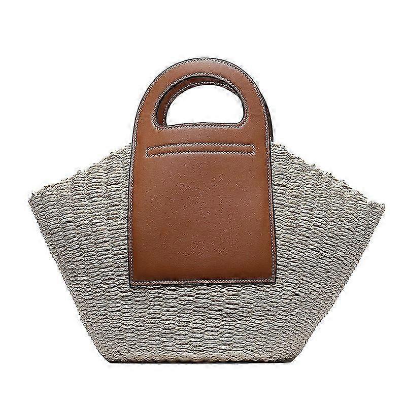 المرأة السيدات حقيبة يد بسيطة الصلبة اللون القش حقيبة يد