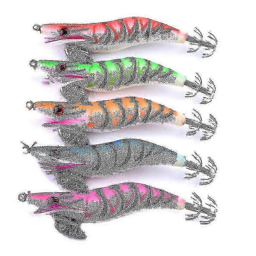 10pcs Hard Fishing Bait Luminous Squid Jig Sea Artificial Shrimp Ba...