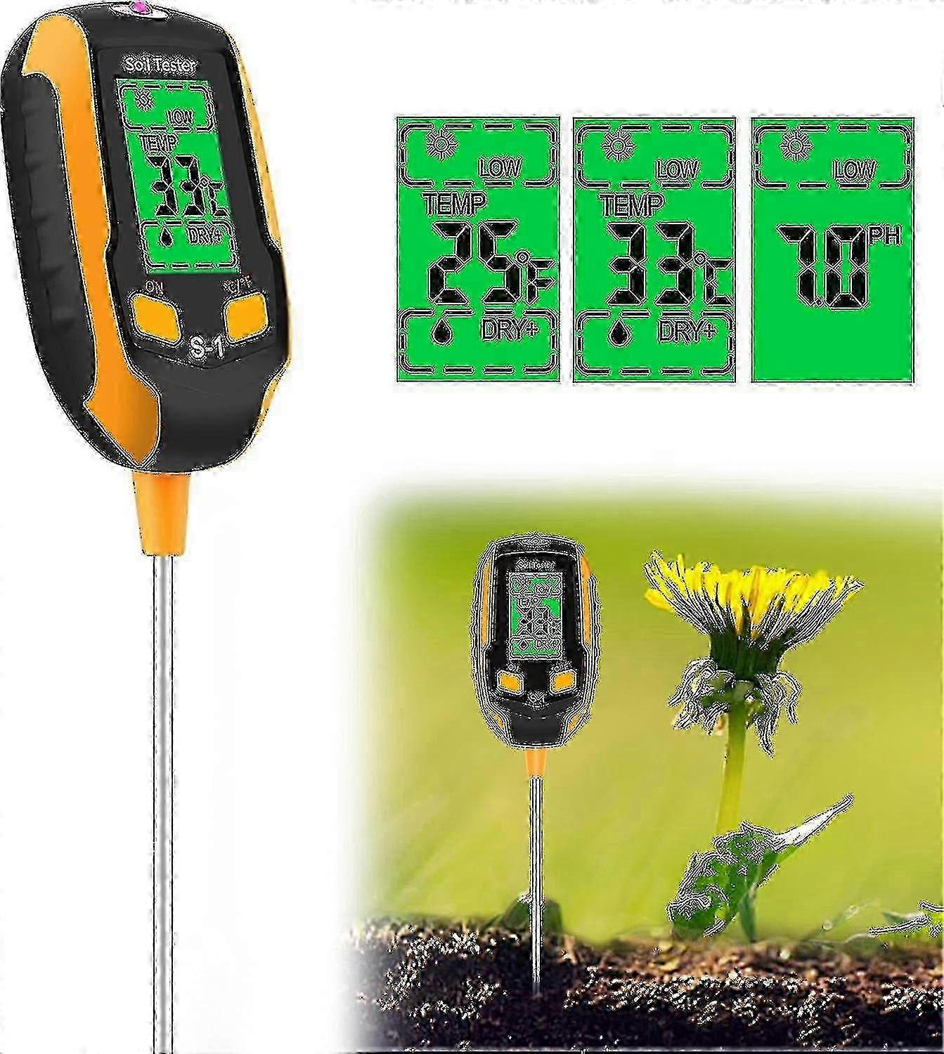 光、湿度計、温度センサーを備えたアップグレードされた 4-in-1 土壌 pH メーター - ヨーロッパのガーデニング用 -