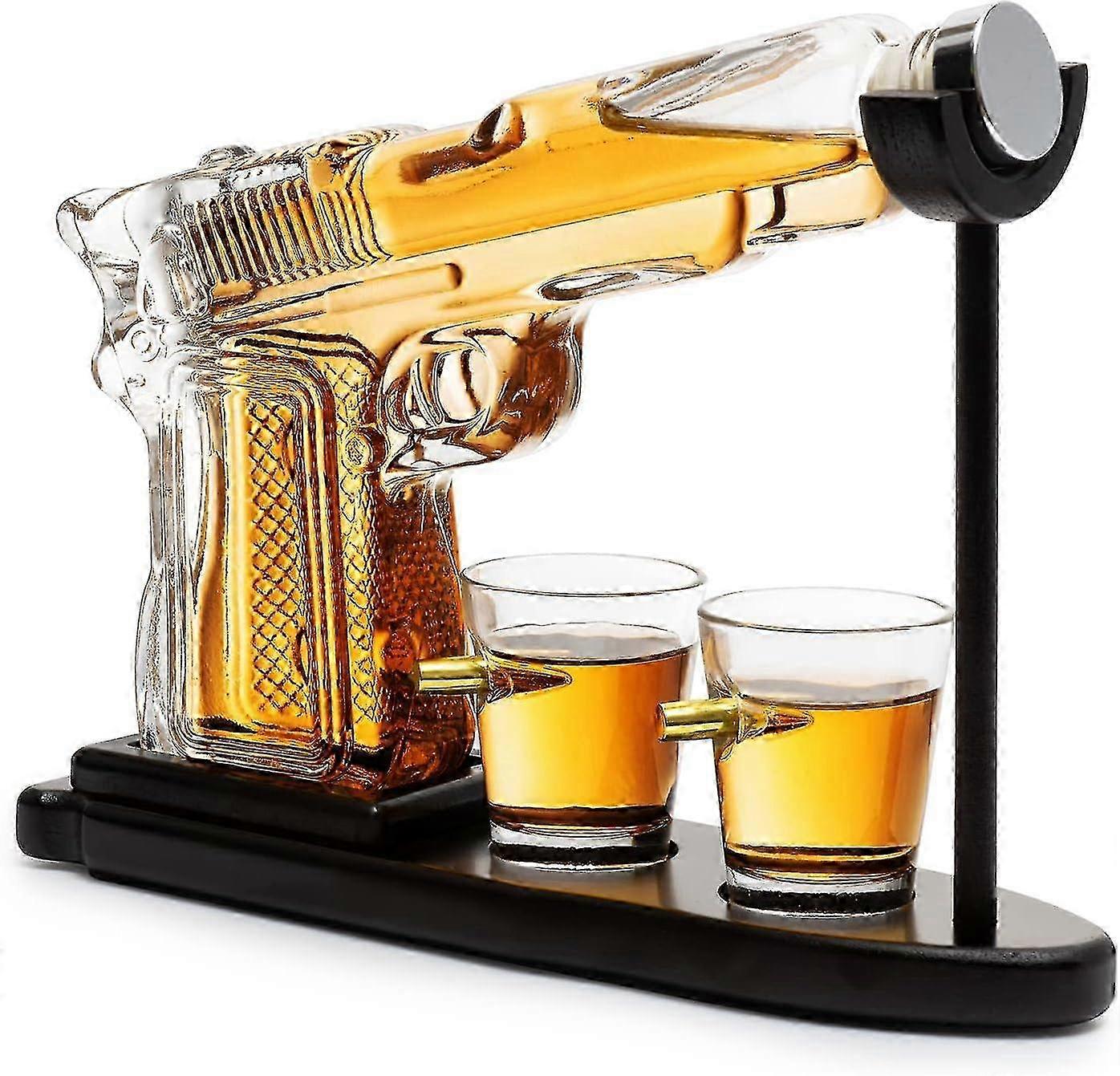 Set di decanter per whisky, 9 once con 2 bicchieri da 2 once, a forma di pistola