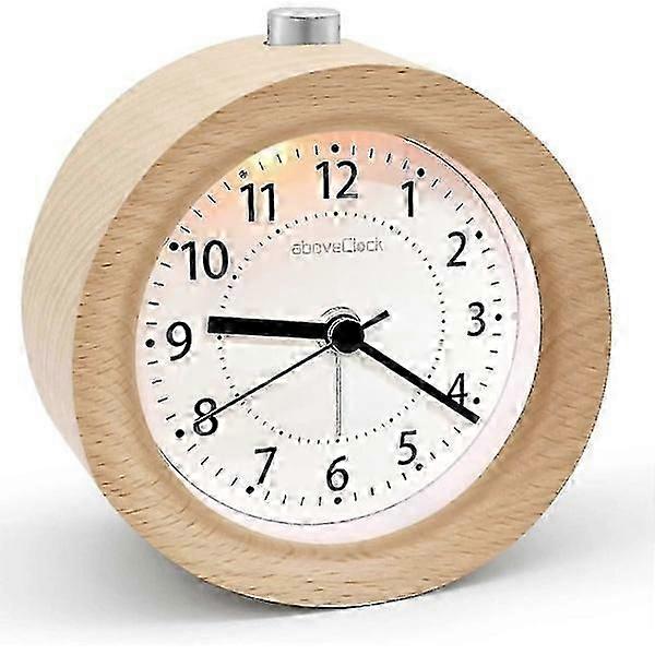 Analog Alarm Clock Non Ticking, Wooden Alarm Clock With Snooze, Retro Table Clock With Night Light  Cs fast