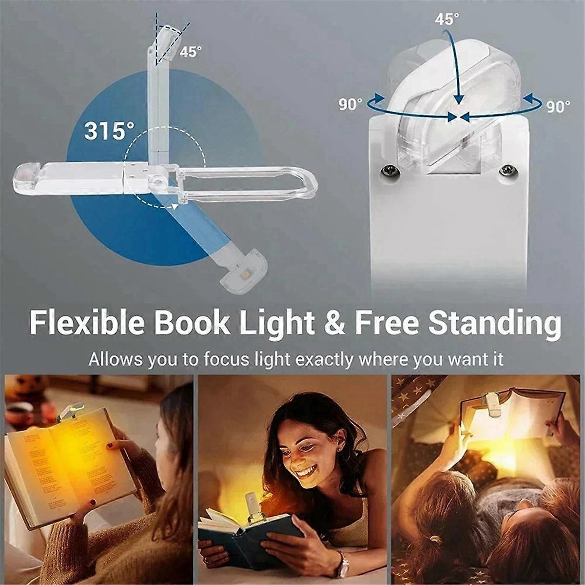 Mini Light Reading Clip Book Light Rechargeable Clip Bookmark Book Light LED Reading Light Portable Bedside Table Lamp,C