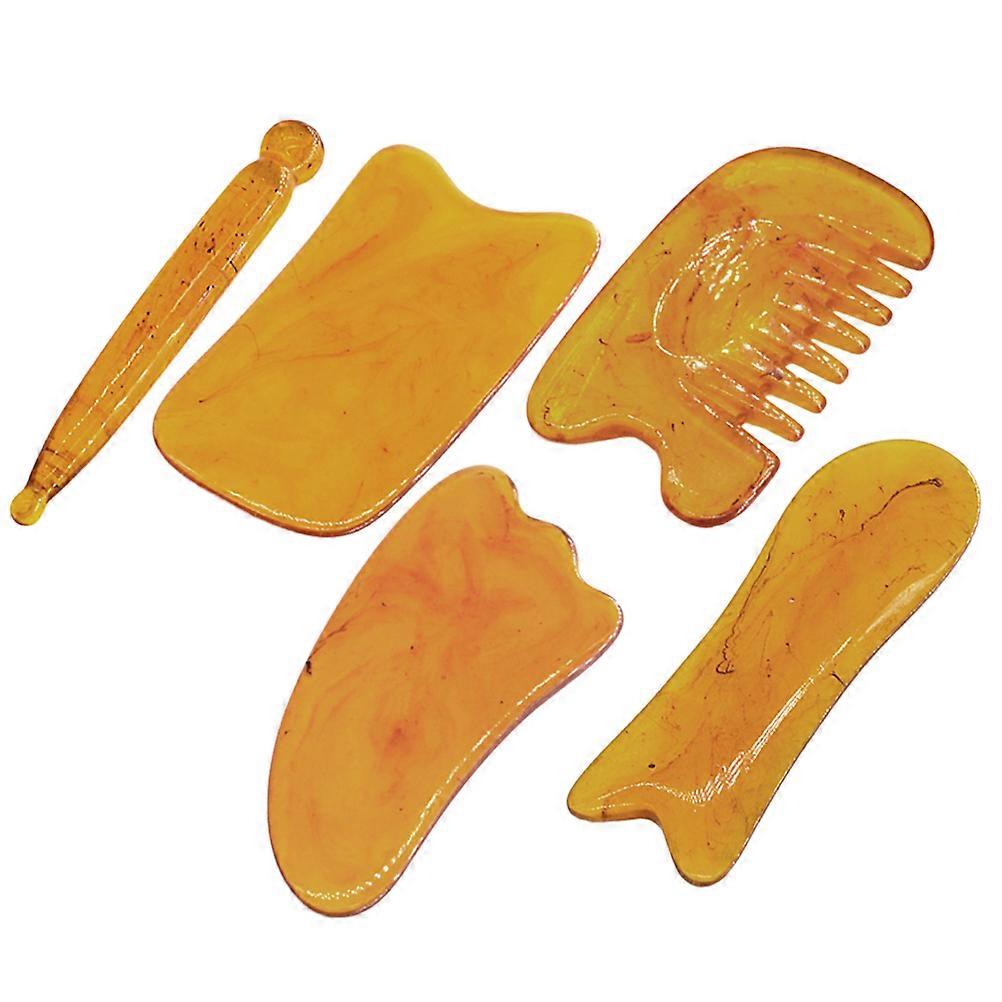 Resin Scraping Boards Set For Adults Relieve Stress Promote Blood Circulation Yellow 1 Set
