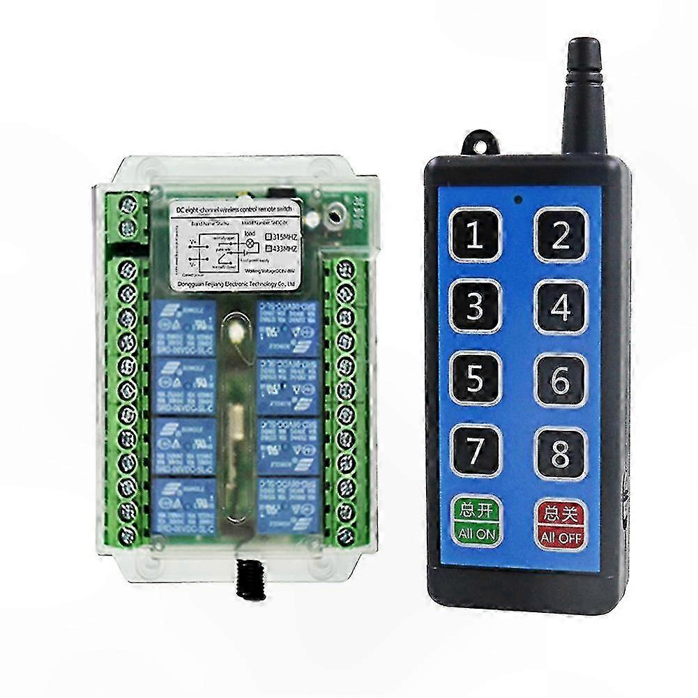 8-Channel Wireless RF Remote Control Switch for DC 9-72V Motor Applications