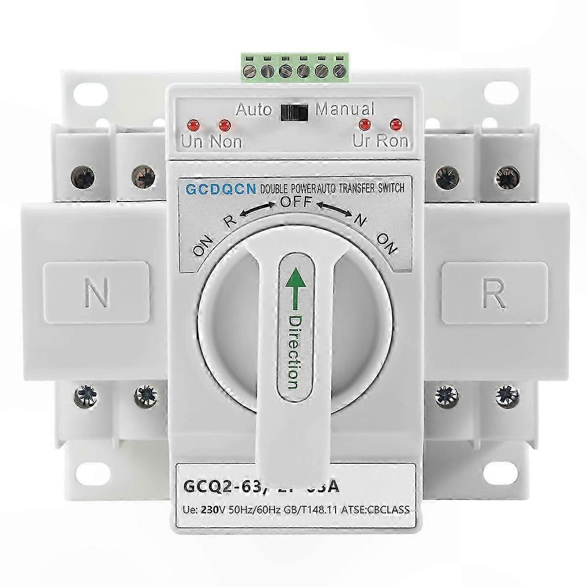 Single Phase 220V Automatic Transfer Switch Gear for Home Use 2P63A Circuit Breaker Class ATS Power Transfer Solution