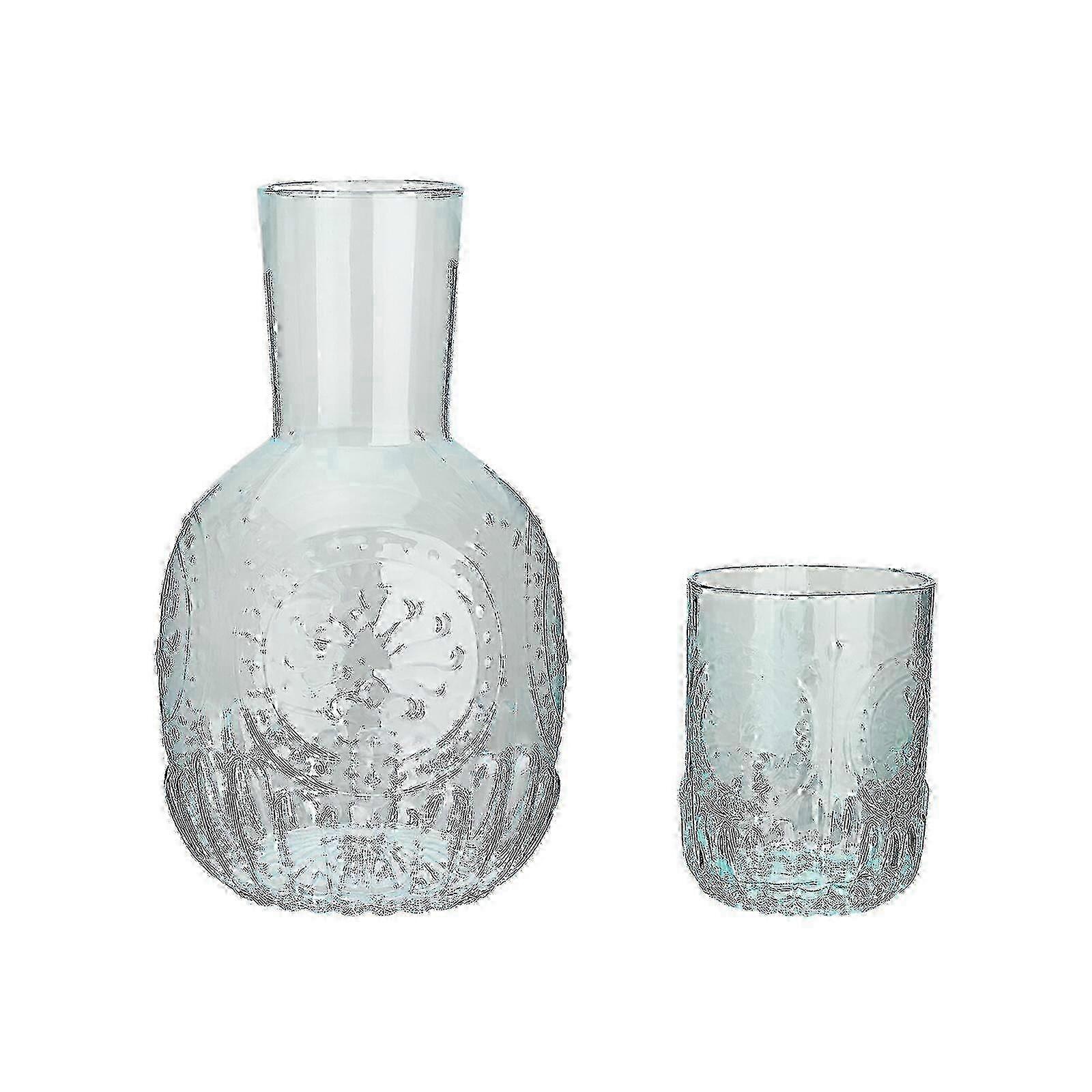 Bedside Carafe Set with Ribbed Tumbler and Lid Function