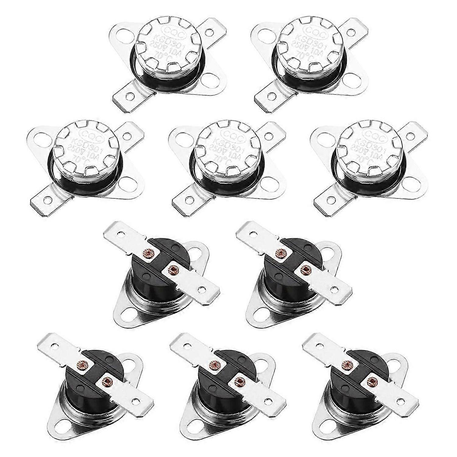 10pcs KSD301 Thermostat 70°C/158°F 10A for Microwave,Oven