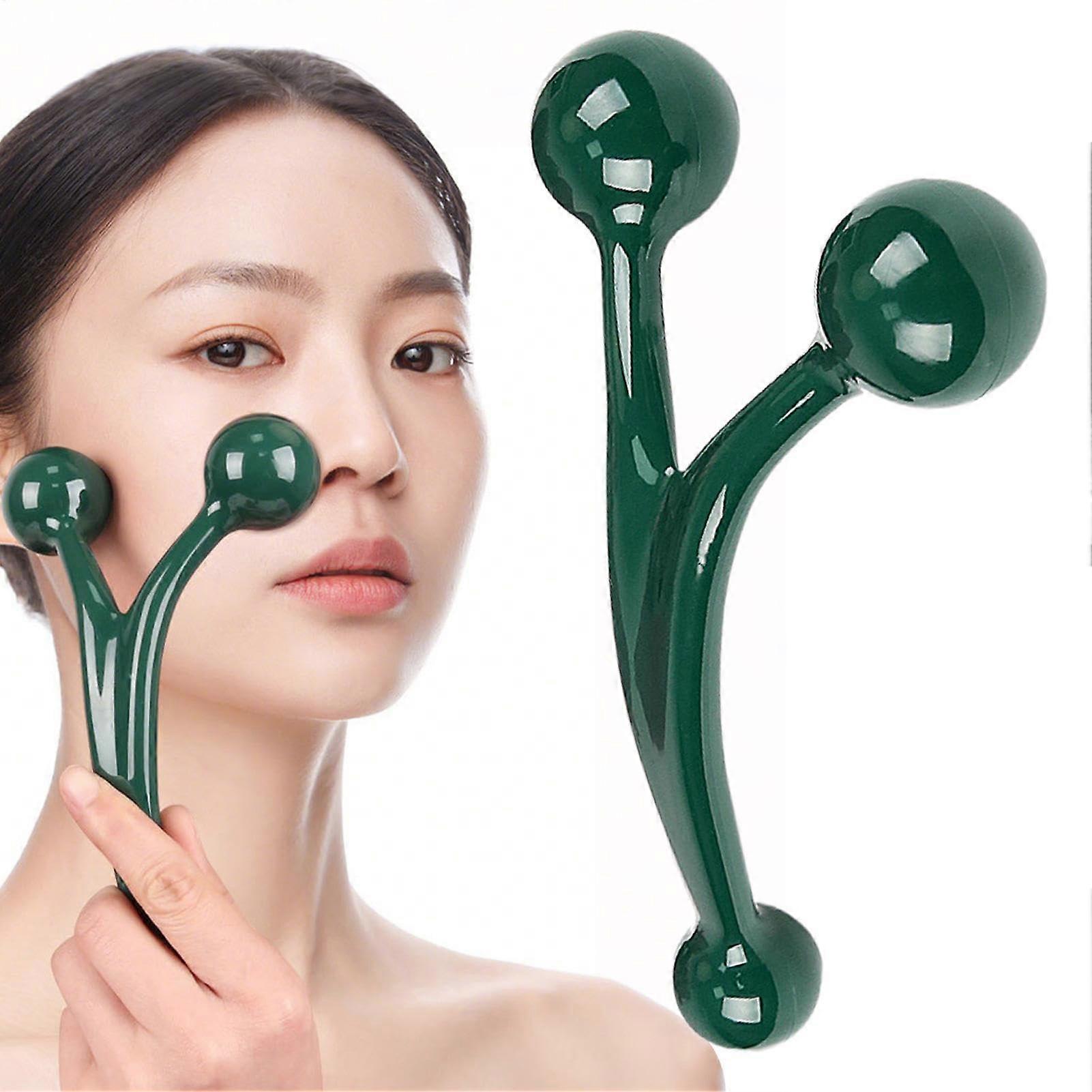 Roller Massager for Face Y Shape Handheld Facial Roller Solid Kneading Tool for Shoulder Acupoints Scalp Feet Head