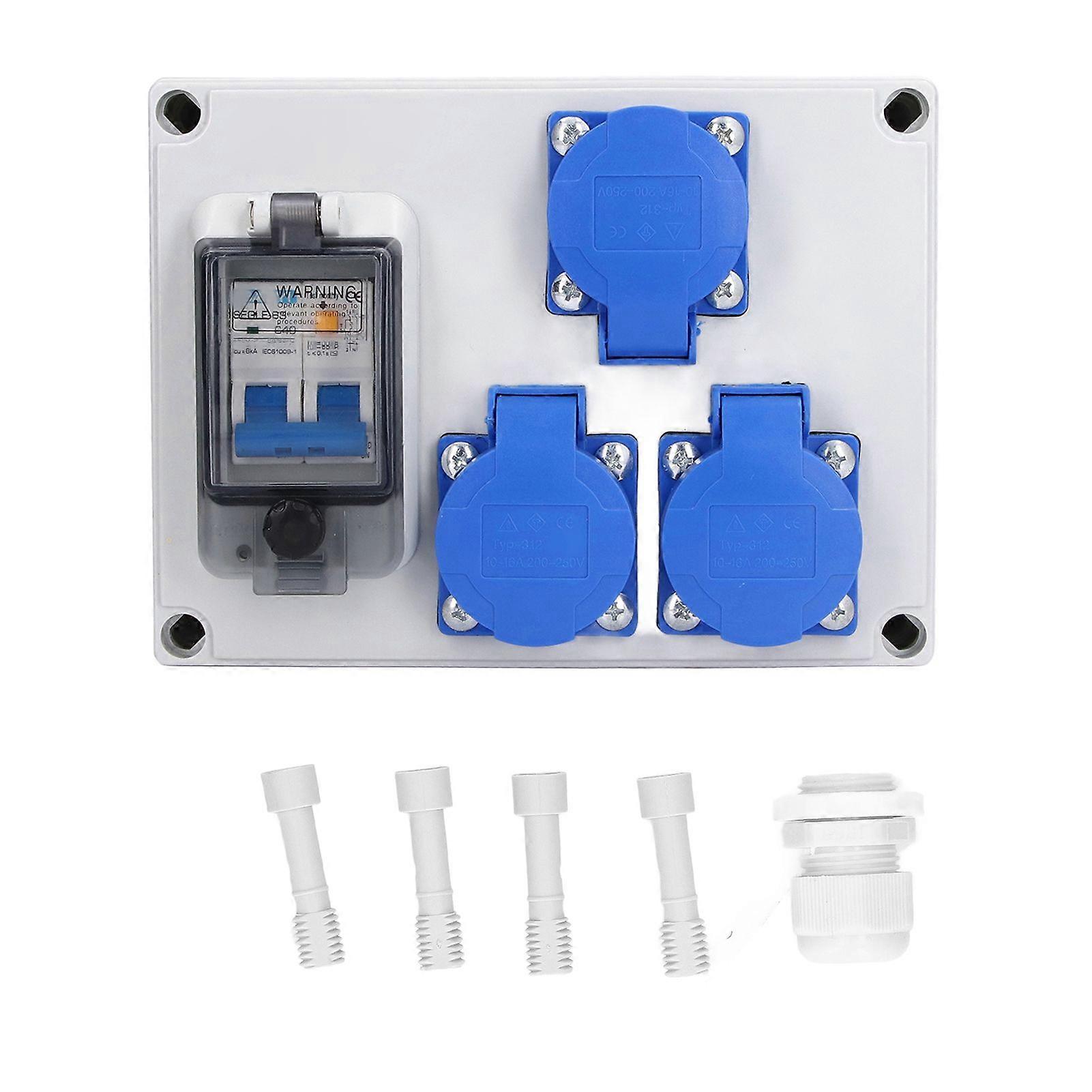 Wall Socket Double German Power Outlet Box Receptacle 200250V with 230V 40A 1P+N RCD