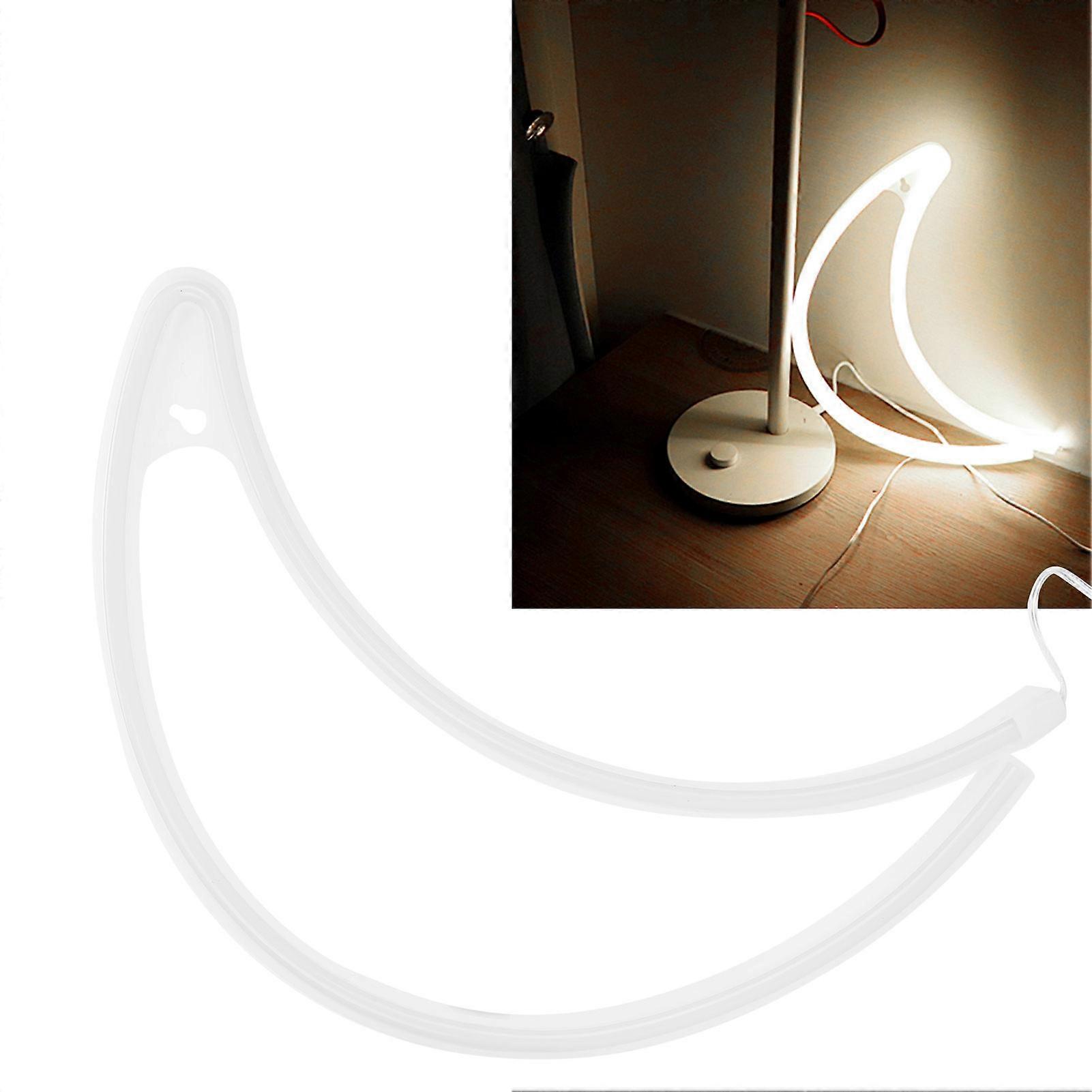 Moon Shape LED Neon Light 30.5cm USB/Battery White Decorative Light