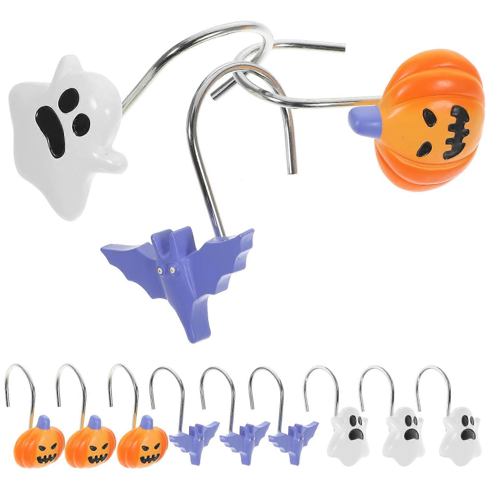 Halloween Theme Shower Curtain Hooks Decorative for Shower Curtain 12Pcs