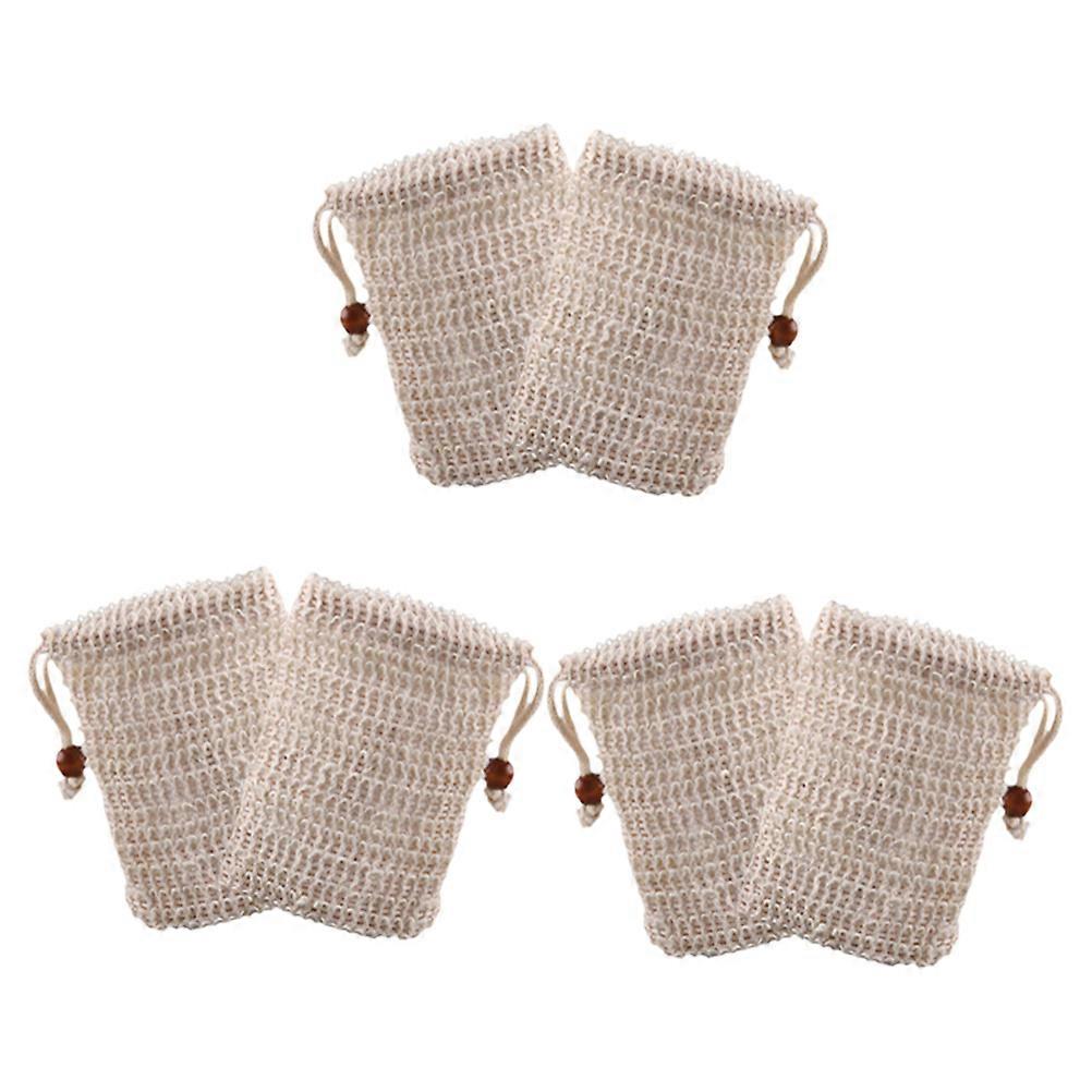 Plant Fiber Soap Bubble Bag for Bath Foaming with 6Pcs Convenient Storage Pouches