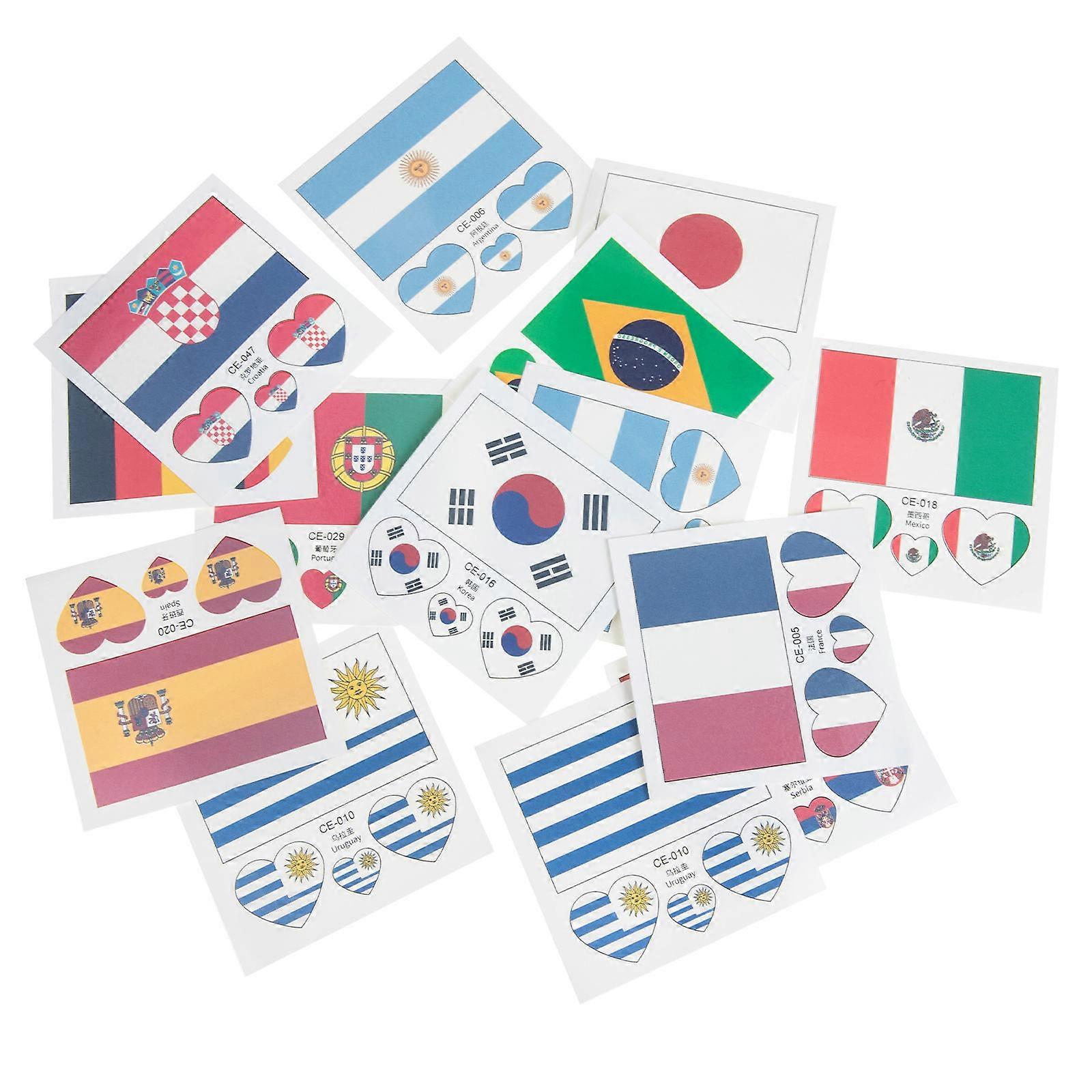 Waterproof Face Stickers Flag Stickers for Football Match 13Sets