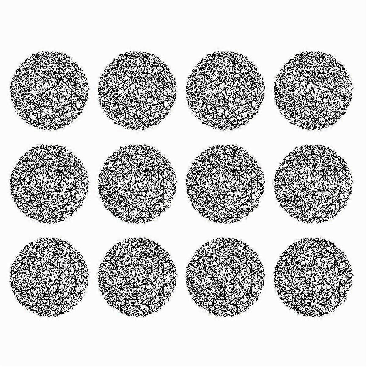 Round Paper Fiber Woven Place Mats Decorative Braided Natural Mat Holidays Parties Decor 15 Inch 12